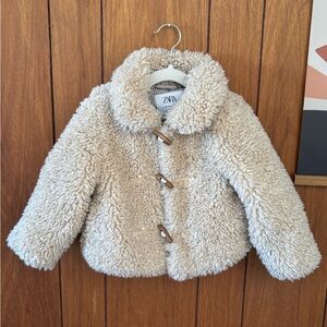Zara Kids Cream Teddy Coat